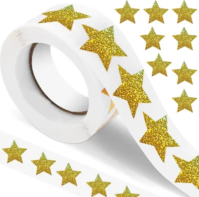 Produktbild von 500 Stück Gold Sterne Aufkleber, Sterne Sticker, Gold Belohnung Sternaufkleber für Kinder, Stern-Aufkleber für DIY Scrapbooking Schule und Weihnachten Handwerk Dekor