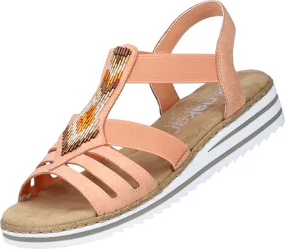 Produktbild von Rieker Damen Sandalen Keilsandaletten Modeschuhe Sommerschuhe orange 40