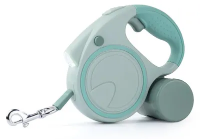 Image de Laisse pour chien, éclairage LED, mécanisme de rétraction automatique, couleur verte