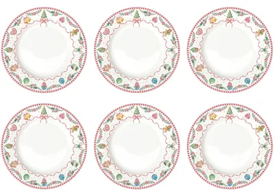 Produktbild von 6er Set Speiseteller Sweet Christmas Lebkuchen D. 27cm aus Porzellan Easy Life