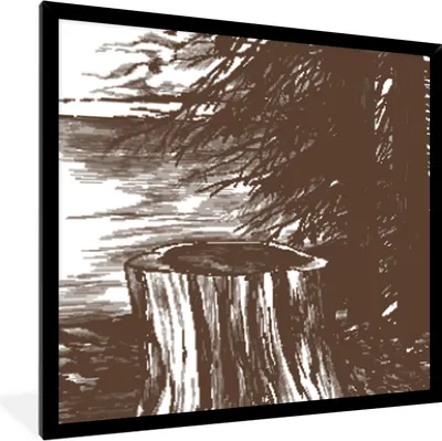 Produktbild von MuchoWow® MuchoWow® Gerahmtes Poster Baum - Meer - Illustration 40x40 cm - Poster mit zchwarzem Bilderrahmen - Mit Rahmen - Wanddekoration Schlafzimmer