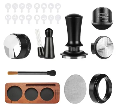 Espressotamper-Set 58 mm mit WDT-Werkzeug, Dosiertrichter, Puck-Sieb