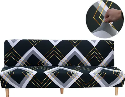 Obrázek produktu pro Elastický potah bez područek Potah na pohovku bez područek Napínací ochranný potah na futon 3místný plně rozkládací gauč Štít na rozkládací gauč bez područek ( tmavě zelený )
