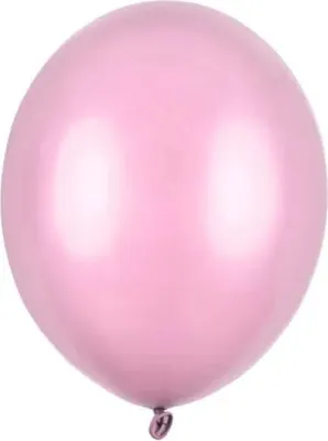 Image de 100 pcs. Ballon Ø12cm "Uni Metallic" | Rose bonbon