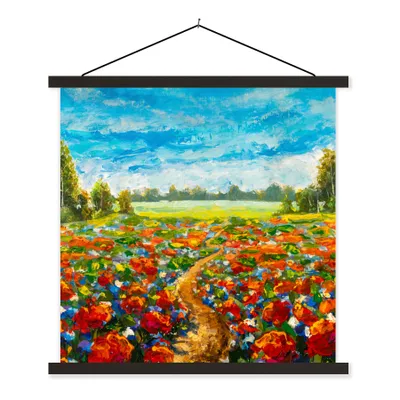 Produktbild von MuchoWow® Textilposter Malerei - Ölfarbe - Blumen - Natur 40x40 cm mit schwarzem Rahmen - Fotos