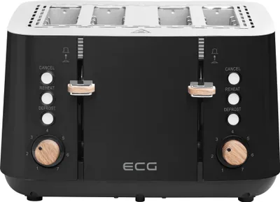 Produktbild von ECG ST 4768 Timber Black | Toaster | 4 Fächer für Toast | 7 Intensitätsstufen | Kabelaufbewahrung | Edelstahl | Schwarz |