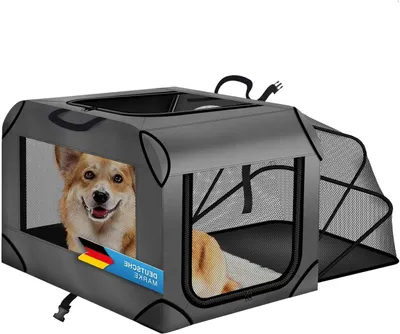 Immagine prodotto di Trasportino per cani - Trasportino da viaggio per cani e gatti - Trasporto sicuro - Pieghevole e traspirante - 63 x 43 x 40 cm - Grigio