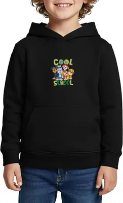 Produktbild von Spreadshirt Paw Patrol Hauptcharaktere Cool For School Kinder Premium Hoodie, 122/128 (6 Jahre), Schwarz