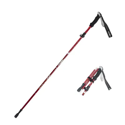 Imagen del producto de Bastones de trekking de aluminio, plegables, con empuñadura de EVA. Bastones telescópicos para senderismo, color rojo