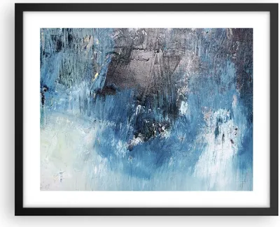 Produktbild von Gerahmtes Poster - Schwarzer Rahmen - Abstraktion Blau Schwarz - 50x40 cm - Wand Bild - Wanddeko - Wandbilder - Wandposter - Bilderrahmen - Bilder - Kunstdruck - Wandbild - P2BAA50x40-4155