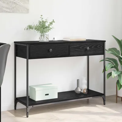 Image de vidaXL Table console noir imitation chêne 100 x 34,5 x 75 cm