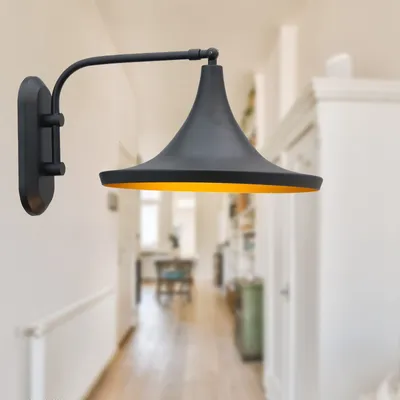 Produktbild von Wandleuchte Innen aus Metall Schwarz-Gold, Wandlampe Innen, Wanddeko Wandlampe Badezimmer, Wandleuchte Schlafzimmer, Deko Wohnzimmer - Schwarz