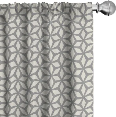 Produktbild von ABAKUHAUS Geometrisch Vorhänge, Gardinen, Rauten mit Stern-Muster-zeitgenössischen Art-Formen und Greyscale-Hintergrund, 2 Stück 75 x 225 cm, Elfenbein und Grau