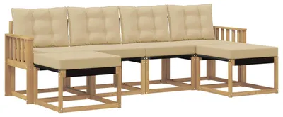 Produktbild von vidaXL Outdoor-Sofagarnitur mit Kissen 6 pcs Weiß und Beige