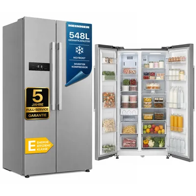Produktbild von Heinner HSBS-M548NFINVXE++ Side-by-Side 548 L, No Frost, Inverter, Edelstahl,