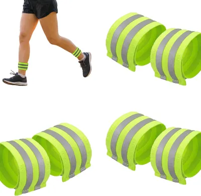 Obrázok produktu pre Držiaky na nohavice na bicykel, 6 kusov, s reflexnými prvkami, so zapínaním na suchý zips, na ochranu nohavíc, reflexné, klipsy na nohavice na bicykel, elastické, vhodné na bicyklovanie a beh