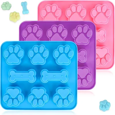 Image de Tapis de cuisson pour biscuits pour chiens, moule à biscuits pour chiens en forme de patte ou d'os, tapis de cuisson pour biscuits au chocolat, glaçons, bonbons, gelées, friandises pour chiens, forme de patte ou d'os (3)