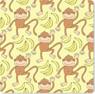 Produktbild von MuchoWow® Mauspad Mousepad Muster - Affe - Banane 20x20 cm - Mousepads - Maus Mat - Pad - Mausunterlage - Desk Mat - Bureauartikeln