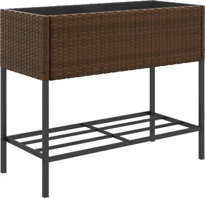 Produktbild von vidaXL Pflanzkübel mit Ablage Braun Poly Rattan
