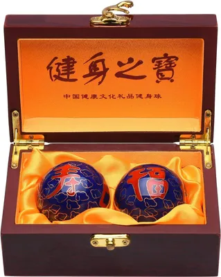 Productafbeelding van 5 cm Chinese Baoding-ballen, gezondheids- en fitnessballen voor handmassage, geschikt voor handtherapie, bevorderen van geluk en een lang leven. Blauwe ballen, geleverd met doos. Ideaal als cadeau voor ouders of voor een verjaardag. Artikelnummer: TQGJST137