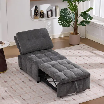 Image de OKWISH Canapé Convertible 1 Place - avec Fonction Lit, Dossier Réglable Trois Positions et Assise Extensible, Gris