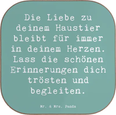 Produktbild von Mr. & Mrs. Panda Tassenuntersetzer Spruch Trauerbewältigung Haustierverlust - Meeresbrise - Geschenk, Coaster, dich trösten und begleiten, Untersetzer Gläser, für, Glas