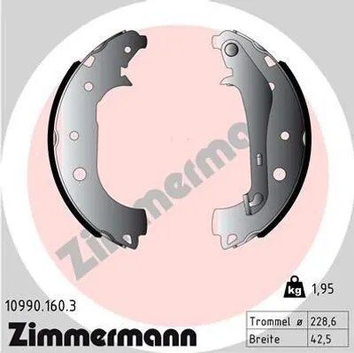 Produktbild von ZIMMERMANN Bremsbackensatz Trommelbremse Hinten für FORD ECOSPORT 228mm 10990.160.3