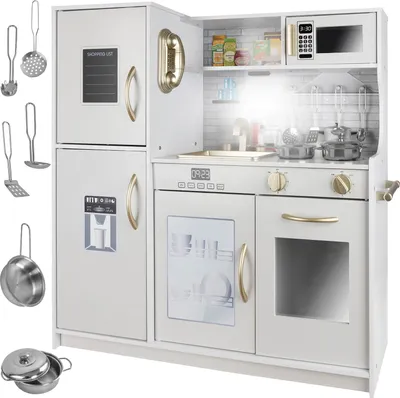 Produktbild von Kruzzel 22117 Kinderküche aus Holz mit Zubehör XXL weiß