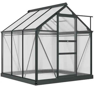 Obrázek produktu pro Skleník z polykarbonátu | Barva: černá, šedá | Rozměry: 192 x 190 x 201 cm