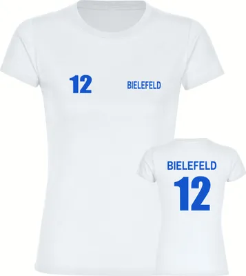 Produktbild von multifanshop Damen T-Shirt - Bielefeld - Trikot Nummer 12, weiß, Größe L