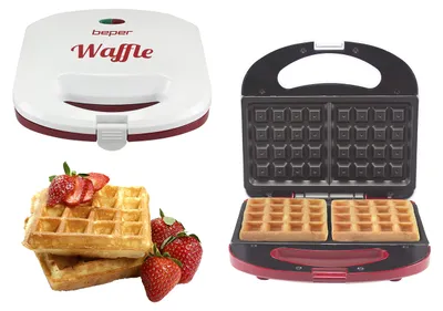 Waffeleisen 780 W, Antihaftbeschichtung, 2 Kontrollleuchten, weiß/rot