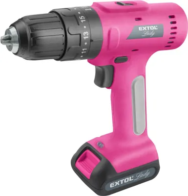 Produktbild von Akkuschrauber mit Schlagschrauber rosa Lady 12 V / 2000 mAh Li-On Extol 402403