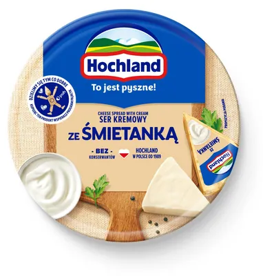 Zdjęcie produktu dla Hochland Śmietankowy Ser kremowy topiony w trójkącikach 180 g