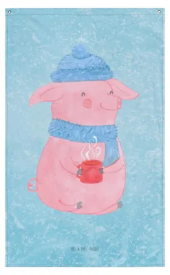 Produktbild von Mr. & Mrs. Panda Wandbild Schwein Glühwein - Eisblau - Geschenk, Weihnachtsmarkt, Hängedeko, Wandtuch, Weihnachten, Wandteppich, Glühschwein, Gobelin, Tapestry, Punsch