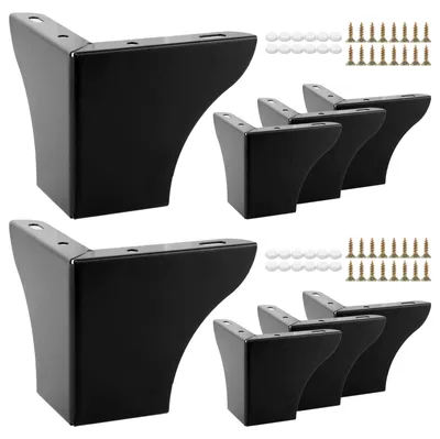 Immagine prodotto di Omgoods - Set di 8 piedini in metallo neri per mobili, altezza 10 cm