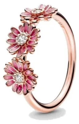 Zdjęcie produktu dla PANDORA, model: Pink Daisy Flower Trio, pierścionek