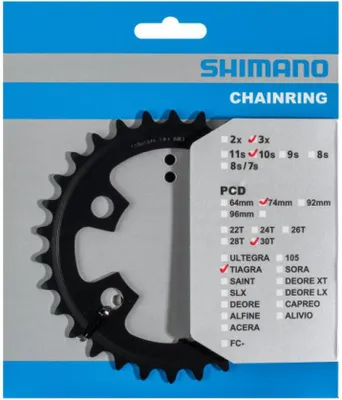 Produktbild von Shimano Kettenblatt Tiagra FC-4703 30 Zähne schwarz 4Loch LK74mm 3x10fach