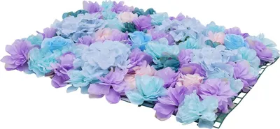 Produktbild von Künstliche Blumenwand-Paneele - Hintergrundpaneele - 6 Stück - 40×60 cm - Seidenblumen - Hochzeit & Foto-Hintergrund - Innenbereich - Blau
