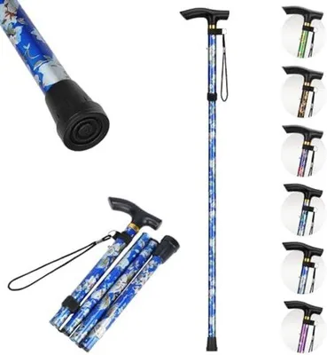 Image de Canne pliable à motif floral, légère et réglable