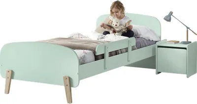 Produktbild von Kinderzimmer Set Karilynn 2 Bett mit Nachtkommode Holz+MDF mintgrün