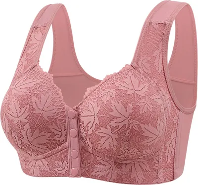 Produktbild von BH mit Frontverschluss für Damen, Push-Up-BH ohne Bügel, BHs mit voller Abdeckung, Übergröße, BHs mit Schwammkörbchen, atmungsaktiver, stützender BH, Unterwäsche mit einfachem Verschluss