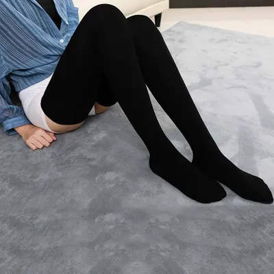 Produktbild von Extra lange Baumwolle Oberschenkelhohe Socken Overknee Hohe Stiefel Strümpfe Baumwolle Beinstulpen(schwarz)