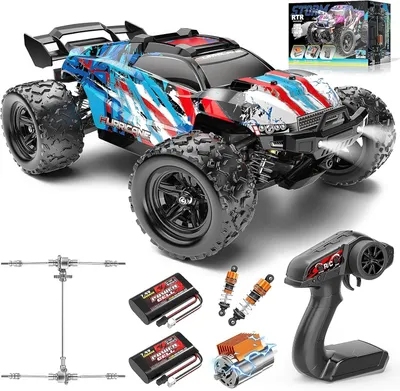 Produktbild von Ferngesteuertes RC Auto 1:18 4WD Monster Truck – Offroad RC Car bis 40 km/h – Metallgetriebe, 2 Akkus, 2,4 GHz Fernsteuerung – Geländewagen für Erwachsene & Kinder ab 10 Jahren