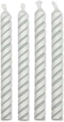 Produktbild von Weiße, gestreifte Kerzen, kleine Größe, 24 Stück, 4,8 cm