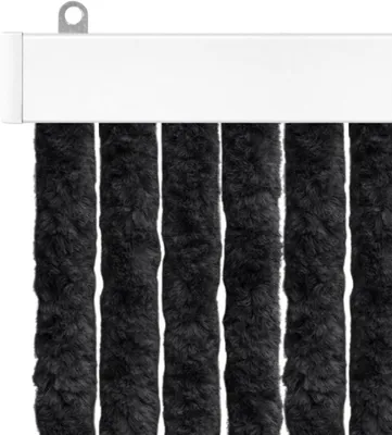 Image de Rideau anti-moustiques Chenille, noir, 90 x 220 cm - Moustiquaire pour porte - Filaments épais de 4 cm - Facile à installer