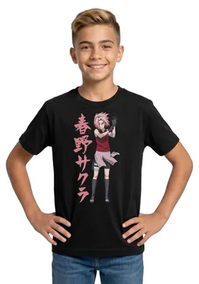 Produktbild von Spreadshirt Naruto Shippuden Cooles Design Mit Sakura Teenager T-Shirt, 134/146 (9-11 Jahre), Schwarz