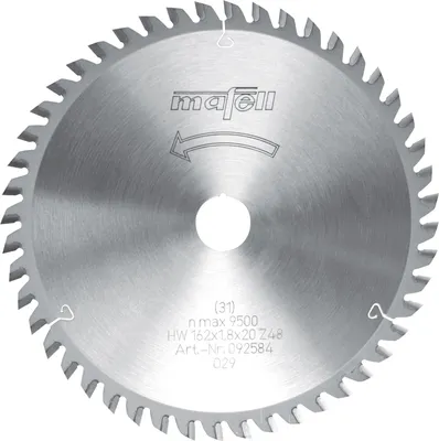 Produktbild von mafell Sägeblatt-HM 162 x 1,2 / 1,8 x 20 mm, Z 48, WZ, für universellen Einsatz in Plattenwerkstoffen - 092584