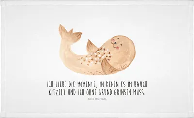 Produktbild von Mr. & Mrs. Panda 50 x 100 Handtuch Robbe Liegen - Weiß - Geschenk, Händehandtuch, Flauschtuch, Ostsee, Lustige Sprüche, 50x100, Freude, Seehund, Lachen, Baumwollhandtuch