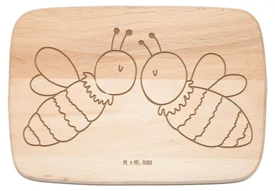 Produktbild von Mr. & Mrs. Panda Holz Frühstücksbrettchen Biene Liebe - Transparent - Geschenk, Hummel, Schneidebrett, Holzbrett, jausenbrett, massivholzbrett, Frühstücksbrett