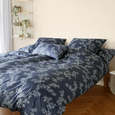 Produktbild von elegante Interlock Jersey Bettwäsche Cherry Blossom denim blue 135x200 cm + 80x80 cm